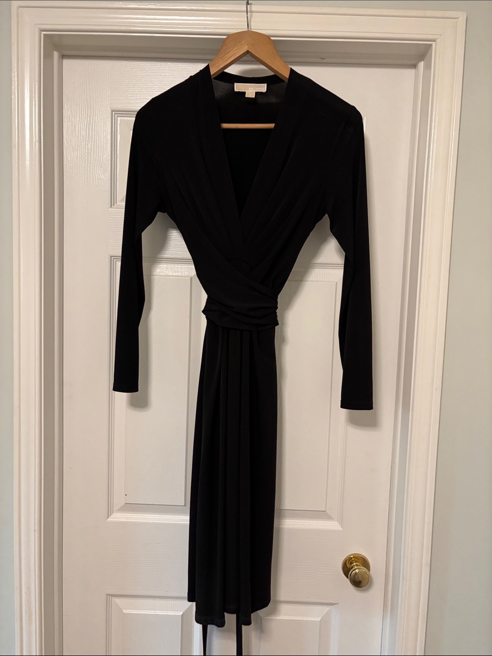 Michael Kors Black Long-Sleeve Wrap Dress